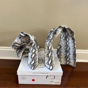 Steve Madden Domain thigh high boots in snake print